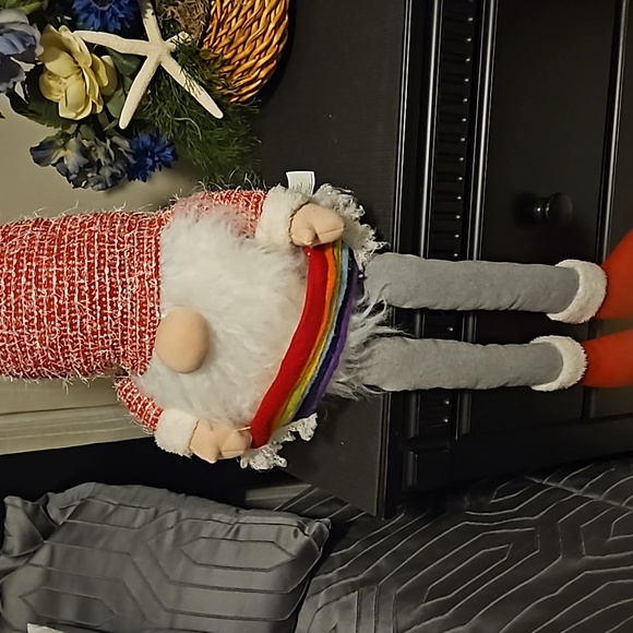 Rainbow Santa Christmas Gnome Weighted Ledge Decor - Picture 3 of 12